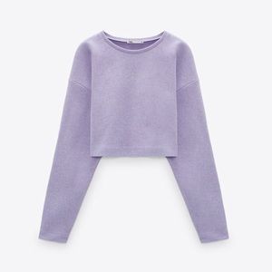 Zara Purple Cropped Sweater